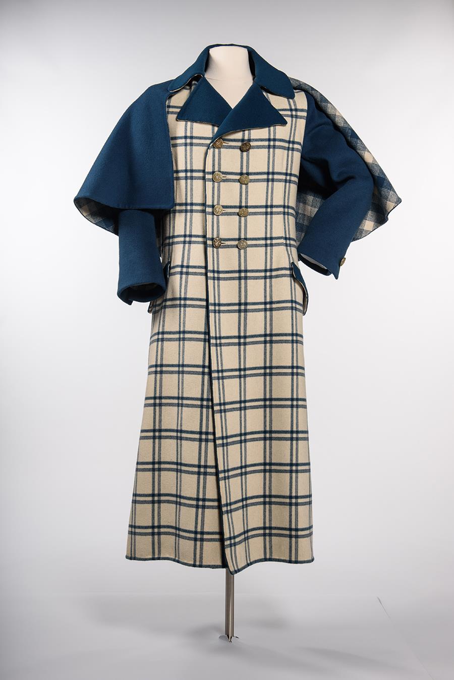 Image of Blue overcoat with cape worn by John Doyle Bishop, ca. 1970